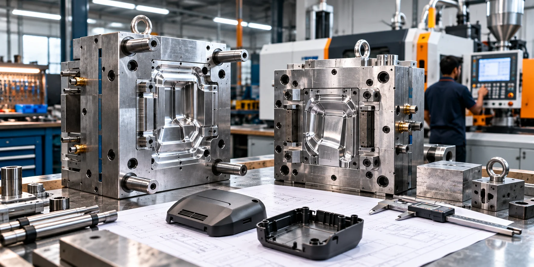 Precision injection mould tool during manufacture