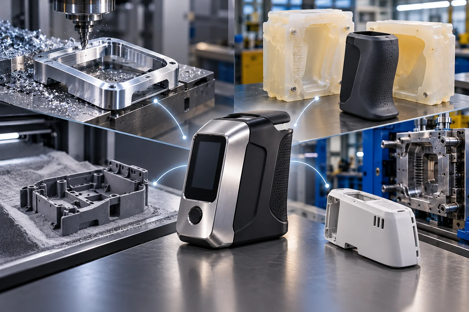 Multi process production floor covering additive, CNC and moulded parts